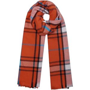 Oranje Geruite Wintersjaal - Fashion Winter sjaals - Multi print - Oranje