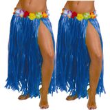 Toppers - Fiestas Guirca Hawaii verkleed rokje - 2x - voor volwassenen - blauw - 75 cm - hoela rok - tropisch