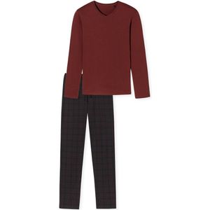 SCHIESSER - Fine Interlock - Pyjamaset - Terracotta - Heren Pyjama Lang