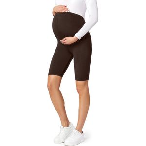 Be Mammy Dames Zwangerschapsleggings - Vrijetijdsbroek – Korte - Viscose - BE-Leggings-04 - Bruin - L