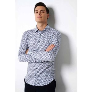 Desoto - Overhemd Kent Print Blauw - Heren - Maat L - Slim-fit