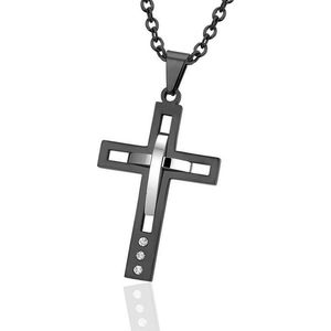 Montebello Ketting Cross - 316L Staal PVD - Kruis - 50x28mm - 60cm