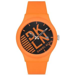 Daniel Klein DK.1.12976-1 - Horloge - Analoog - Mannen - Heren - siliconen band - rond - Oranje - Zwart
