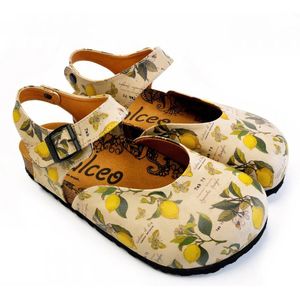 GOBY Dames Clogs met Citroenprint – Handgemaakt – Premium Kwaliteit – Maat 39
