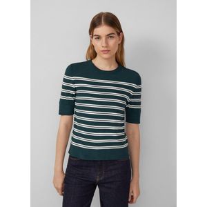 s.Oliver - Trui - Petrol/Wit - Gestreept - Kwartmouw