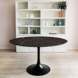 Flute Eettafel Zwart Marmer Rond