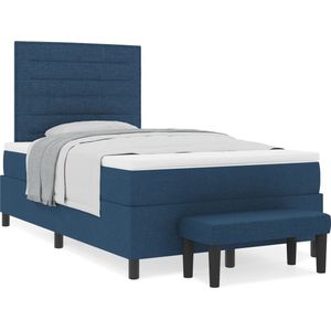 vidaXL - Boxspringbed - met - Matras - & - Bank - Blauw - 120x200 - cm - Stof