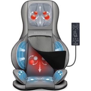 Shiatsu massagekussen met kneedrollen - vibratie en luchtcompressiemassage - warmtefunctie - nek schouders rug dijen massage matras