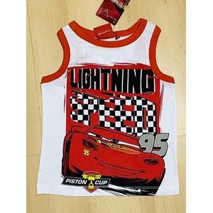 Disney Cars shirt - mouwloos - wit/rood - maat 98 (3 jaar)