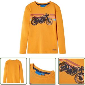 vidaXL Langmouwshirts - Kinderkleding - Kindershirt met lange mouwen 116 okerkleurig - Meisjeskleding - Jongenskleding - Oker Kleurtjes