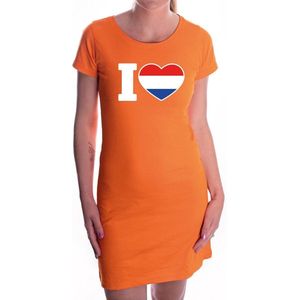 I love Holland jurkje oranje voor dames - Nederlandse vlag - Koningsdag - supporters kleding / oranje jurkjes XL