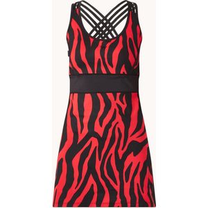 Goldbergh Tinda mini trainingsjurk met sport bh en zebraprint - Rood/ Zwart - Maat XL
