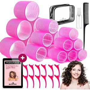 BeautyFit® - Heatless Haarkruller 39 delig roze + Opbergtas - Inclusief E-book - Mist sprayer - Haarkam - Satijnen Haarkruller - Haarrollers - Krulspelden - Krulset - Krulspelden Rollers - Heatless Curling Ribbon