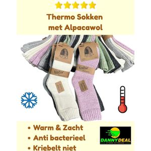 3 paar Wollen Sokken met Alpacawol - Maat 39-42 - Thermosokken - Outdoor sokken - Werksokken - Huissokken - Warm & Zacht