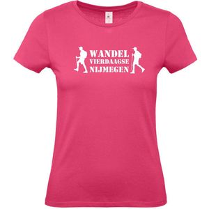 Dames T-shirt Wandel vierdaagse NIjmegen met wandelaars |Wandelvierdaagse | vierdaagse Nijmegen | Roze woensdag | Roze | maat XXL