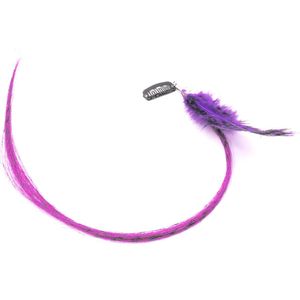 Festival/Ibiza haarclip met veer+lok paars