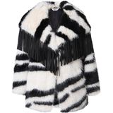 Angel of Style Angel of Style - Dames - Pluche jas straight fit motief kraag met franje - Sneeuwwit - Maat 42