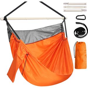 Hangstoel, parachutestof, nylon, hangmat, stoel, draagbaar, lichte en grote schommelstoel, max. 250 kg, inklapbare metalen spreidstaaf, sterke riem en karabijnhaak, voor buiten, binnen, camping