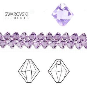 Swarovski elements, 24 stuks hangende bicone (6301), 8mm, violet AB