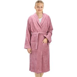 HOMELEVEL Badstof badjas voor kinderen 100% katoen voor meisjes en jongens Oud roze Maat 140