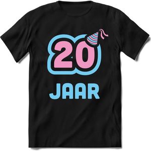 20 Jaar Feest kado T-Shirt Heren / Dames - Perfect Verjaardag Cadeau Shirt - Licht Blauw / Licht Roze - Maat XXL
