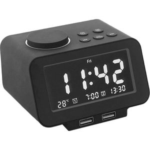 Opolski wekker K8 LCD digitaal display Dubbele USB Poorten oplader FM-radio
