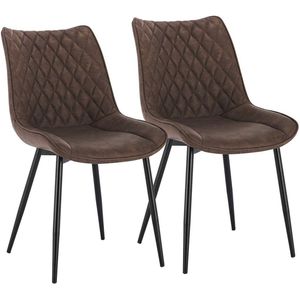 Rootz Set van 2 eetkamerstoelen - Moderne keukenstoelen - Comfortabel zitcomfort - Duurzaam en gemakkelijk schoon te maken - Ergonomisch ontwerp - Kunstleer en metaal - 46 cm x 40,5 cm x 85,5 cm