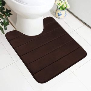 Badmat - Badkamermat Traagschuim antislip zachte mat toilet met uitsparing 50 x 60 cm absorberende bruine badmat staande wc wasbaar