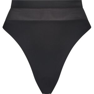 Hunkemöller Dames Badmode Hoog bikinibroekje Mesh - Zwart - maat L