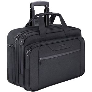 Kroser 17 inch Hybride Laptoptrolley - Anti Diefstal Reistrolley & RFID-blokkering - STK - Waterafstotend - Zakenreizen of Dagelijks gebruik - Lichtgewicht - Heren - Dames - Zwart