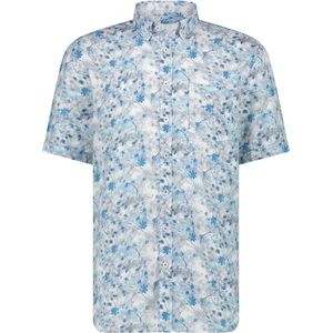 State of Art - Short Sleeve Overhemd Print Bloem Blauw - Heren - Maat L - Regular-fit