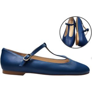 Stravers – Ballerina T-Bandje Azuurblauw Maat 34 Dames Kleine Maten Ballerina's