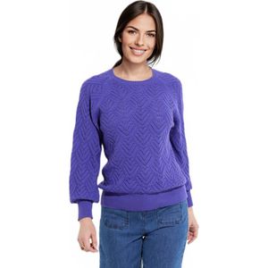 Zachte korte effen opengewerkte trui met ronde hals