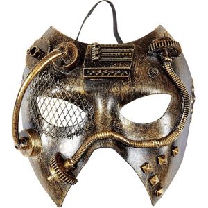 Widmann - Steampunk Kostuum - Steampunk Masker, Koper Mechanica - Brons - Carnavalskleding - Verkleedkleding