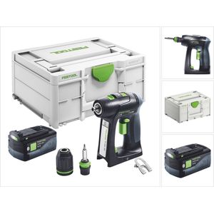 Festool C 18-Basic accuschroefboormachine 18 V 45 Nm borstelloos + 1x accu 5.0 Ah + systainer - zonder oplader