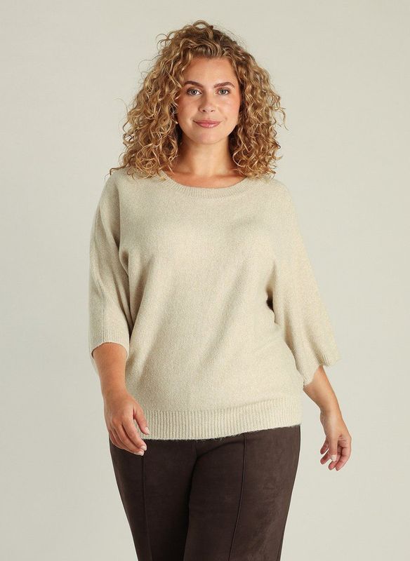 Yest Curve gebreide trui beige met lurex
