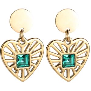 Dottilove Emerald Hart Glanzende Roestvrijstalen Oorbellen - 14K Goud verguld - Dames Sieraden - Goud