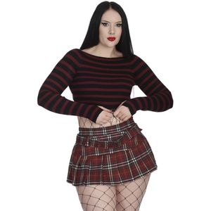 Banned - Frances Striped Gebreide trui - XL - Bordeaux rood/Zwart