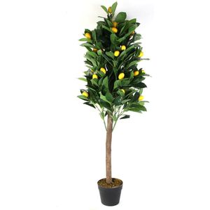 NATURN LIVING Kunststof Citroenboom - ø 16 x 125 cm - Citrus Limon - Kunstboom - Onderhoudsvrije Citroen Boom - Mediterrane Decoratie Plant - Allergievriendelijke Kunstfruitboom - Nepplant - Geel