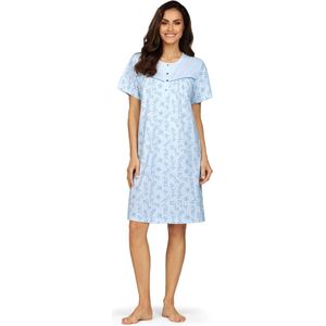 Comtessa Klassiek Nachthemd 'Esperanza' - Blauw - Korte Mouw - 105cm - Maat 42