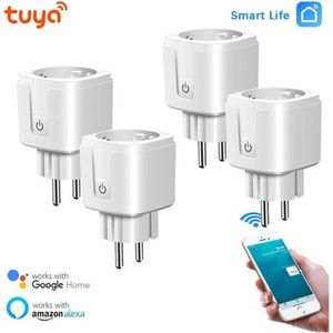4 stuks - Slimme Stekker - WiFi - Smart Plug - Google Home & Amazon Alexa - Tijdschakelaar & Energiemeter via Smartphone App - Smart Home