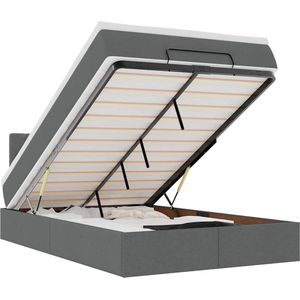 vidaXL - Bed - poef - met - matras - en - LED's - 120x190 - cm - stof - donkergrijs