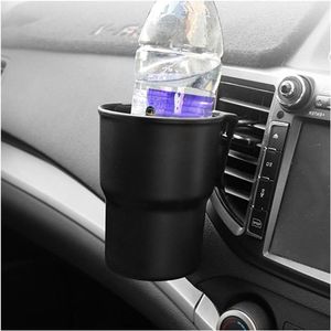 Aanpassing titel: Bekerhouder voor de auto met deurmontage en clip voor luchtsleuf, zwart - ideaal voor flessen of thermosbeker