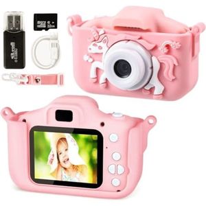 Kindercamera, 1080p, 2,0 inch beeldscherm, camera voor kinderen, met 32 GB SD-kaart, digitale selfiecamera, kinderfototoestel voor kinderen van 3-12 jaar, jongens en meisjes, kerstspeelgoed