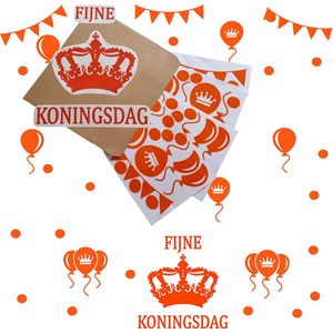 Raamsticker Koningsdag versiering met Kroon | Herbruikbare stickers | Oranje raamstickers Koningsdag | Oranje raamversiering | Stickers Koningsdag | Raamstickers voor Koningsdag |