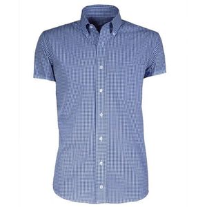 Giovanni Capraro herenoverhemd 51 korte mouw | Maat 44 | blauw-wit geblokt