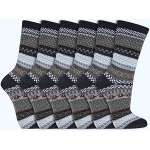 Hygge sokken | Wollen sokken | Dames & Heren | Kleur: Zwart | 6 paar