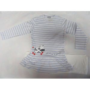 Wiplala - Pyjama - Katoen - Meisje - Koe - Wit / bleek  blauw - 8 jaar  128