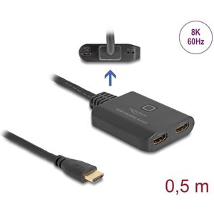 Delock HDMI Switch 2 x HDMI in to 1 x HDMI out 8K 60 Hz with integrated cable 50 cm