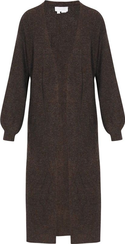 usha - WHITE LABEL - Gebreide Mantel - Donkerbruin - Fashion Look